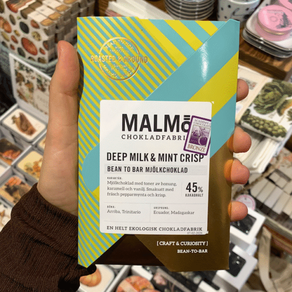 Malmö Chokladfabrik, Deep Milk & Mint Crisp 45%