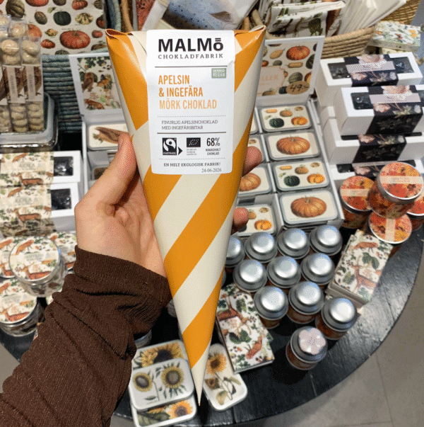 Malmö Chokladfabrik, Strut mörk choklad med apelsin & ingefära, Vegan